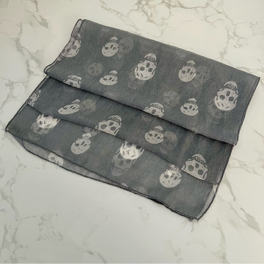 NWOT Sheer Skull Print Scarf - Picture 2 of 4